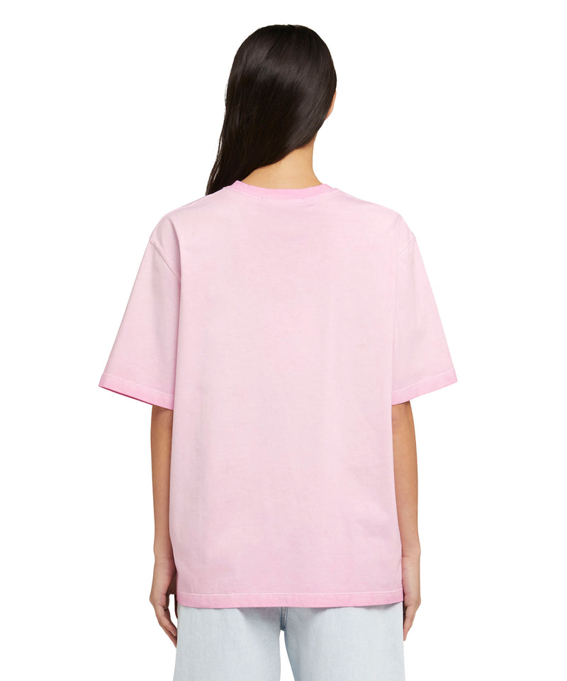 T-Shirt with faded treatment and embroidered logo LIGHT PINK Women 