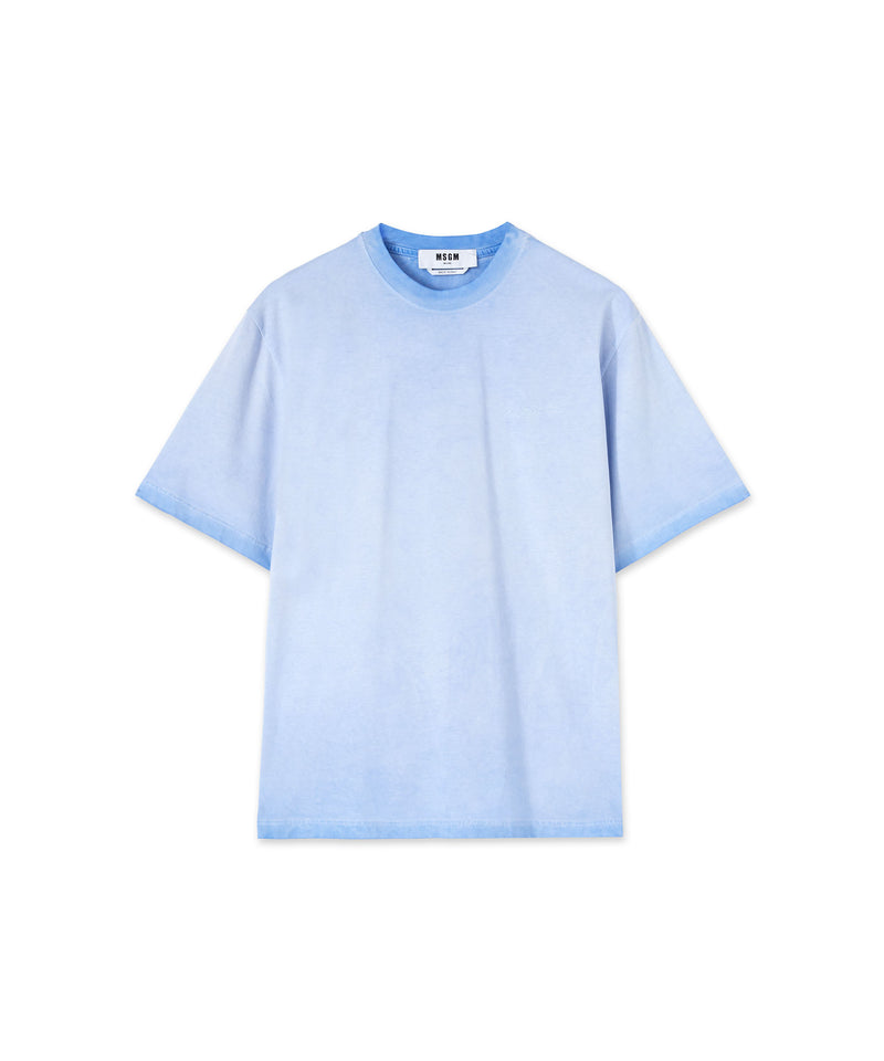 T-Shirt with faded treatment and embroidered logo LIGHT BLUE Women 