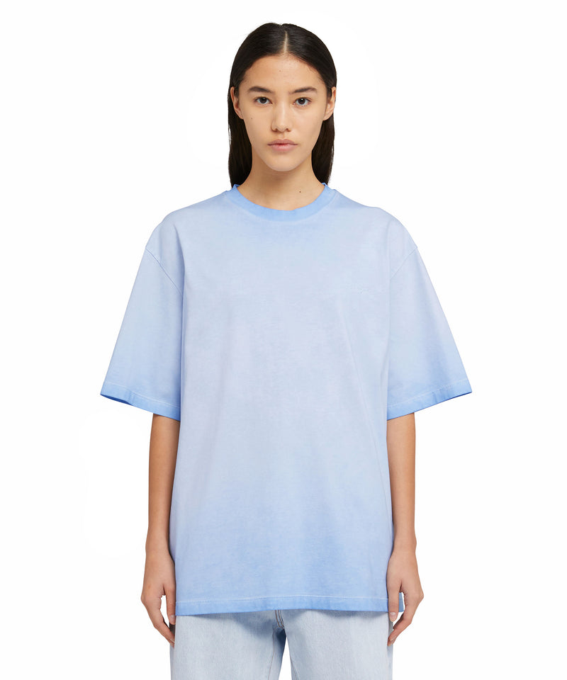 T-Shirt with faded treatment and embroidered logo LIGHT BLUE Women 