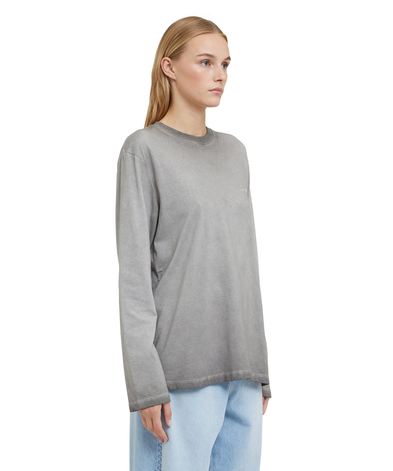Long sleeve T-Shirt with faded treatment and embroidered logo DARK GREY Women 