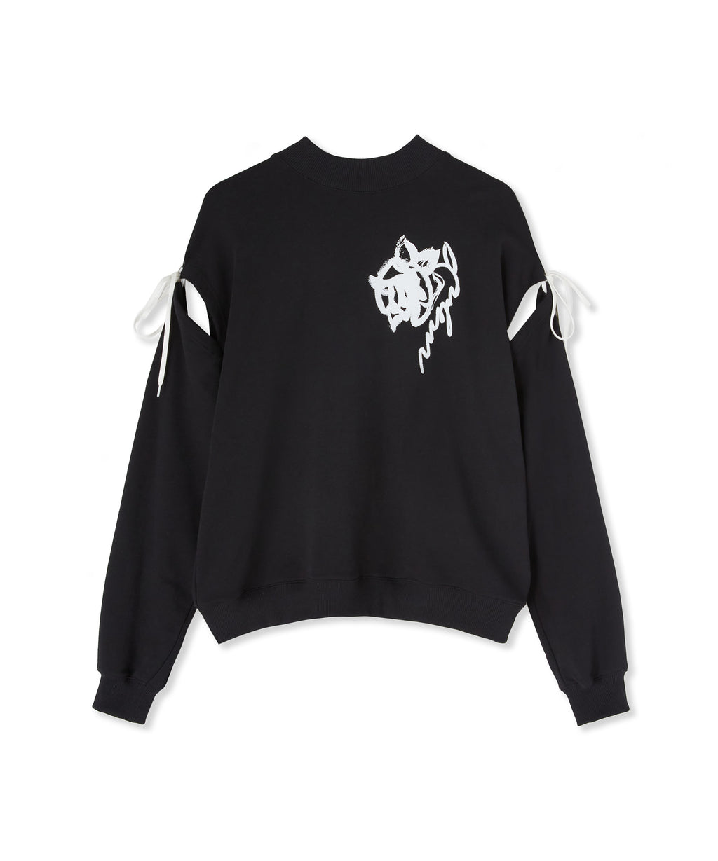 Crew-neck sweatshirt with rose brushstroke graphic - MSGM Official