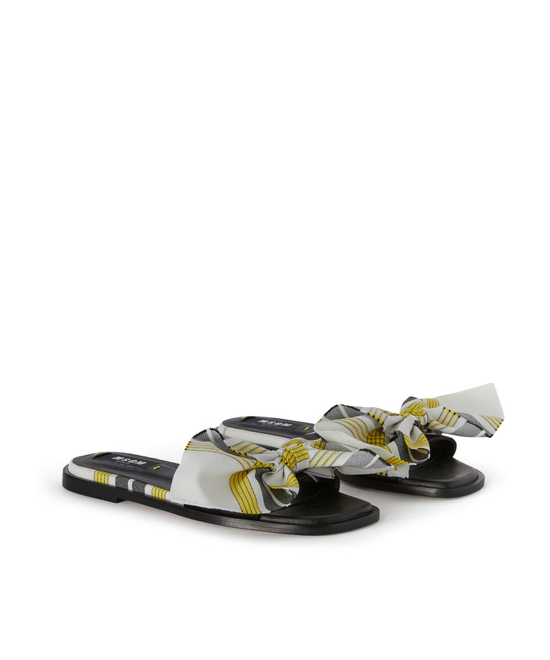Tecno canvas check flat sandal with knot OFF WHITE Women 