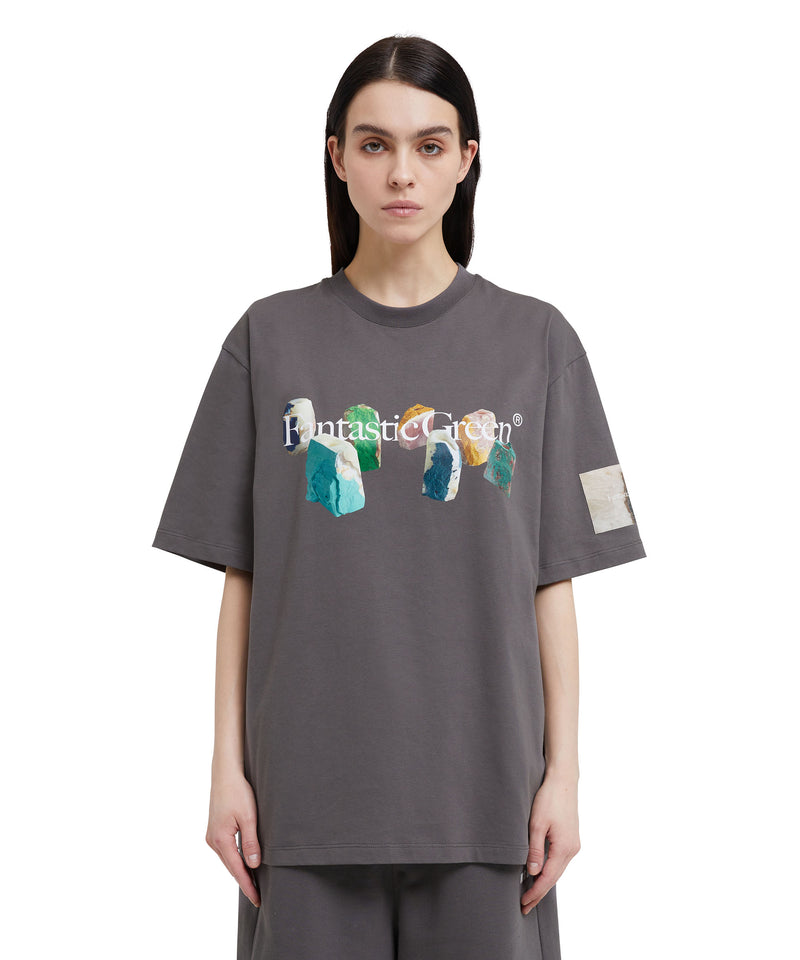 "FANTASTIC GREEN INVERSE SERIES" organic jersey cotton T-Shirt DARK GREY Unisex 