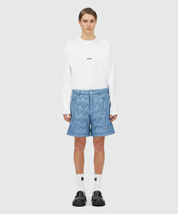 Sky blue "TheMwave" quilted pattern shorts