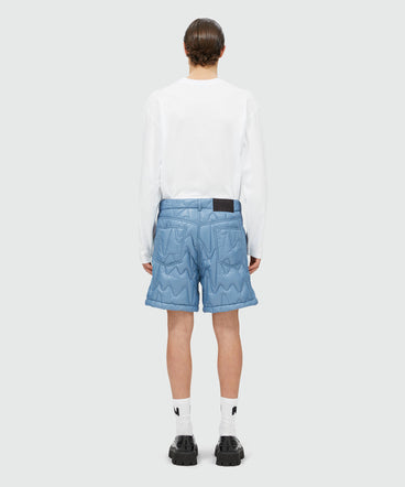 Sky blue "TheMwave" quilted pattern shorts