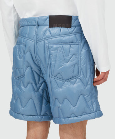 Sky blue "TheMwave" quilted pattern shorts