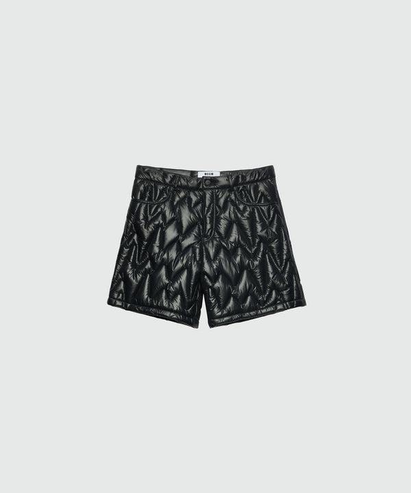 Black quilted "TheMwave" pattern shorts