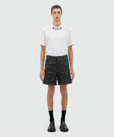 Black quilted "TheMwave" pattern shorts