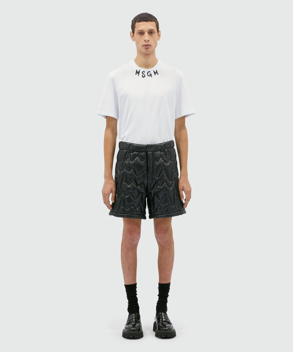 Black quilted "TheMwave" pattern shorts