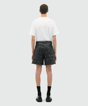 Black quilted "TheMwave" pattern shorts