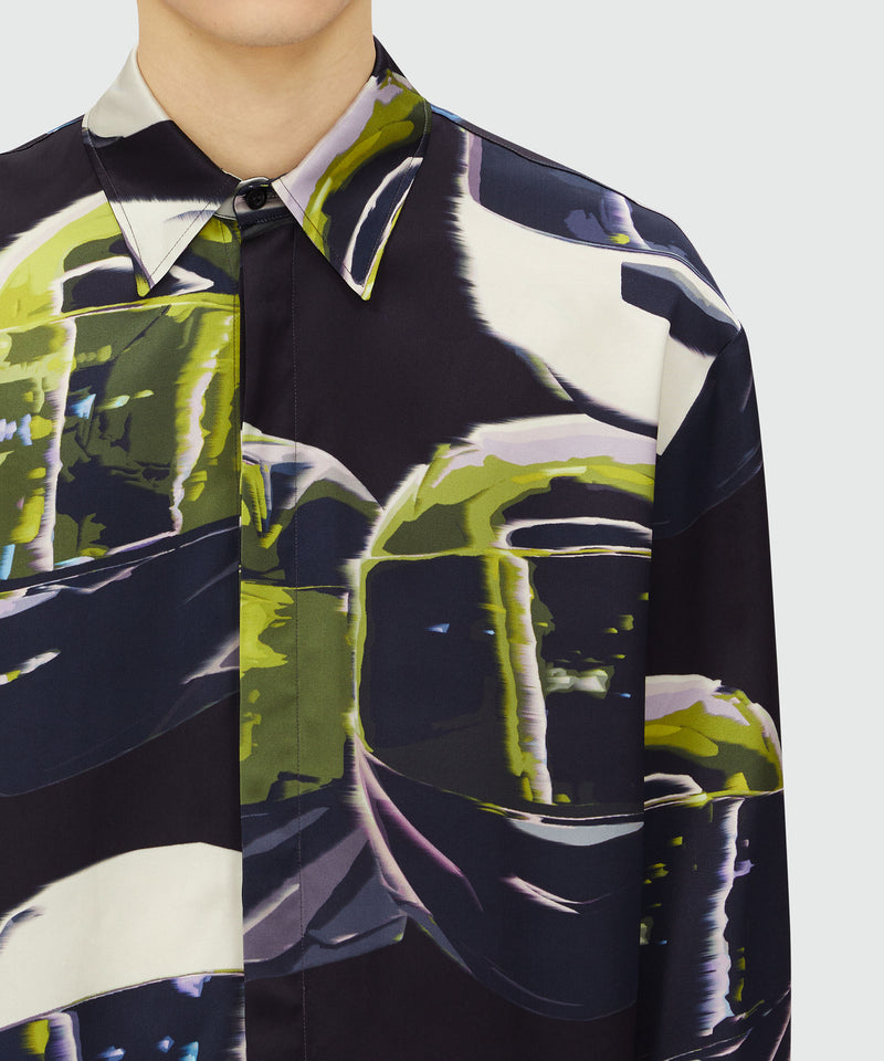 Viscose printed shirt BLACK Men 