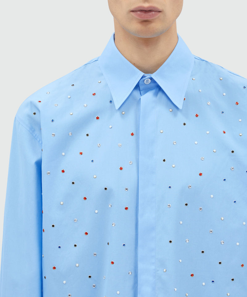 Organic cotton shirt with multicolor studs LIGHT BLUE Men 