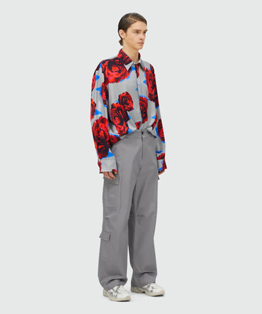 Satin "Underground pixelled roses" shirt