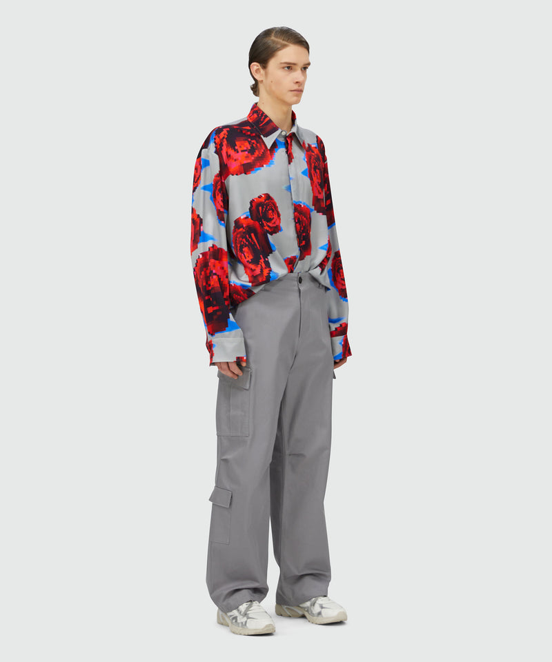 Satin "Underground pixelled roses" shirt GREY Men 