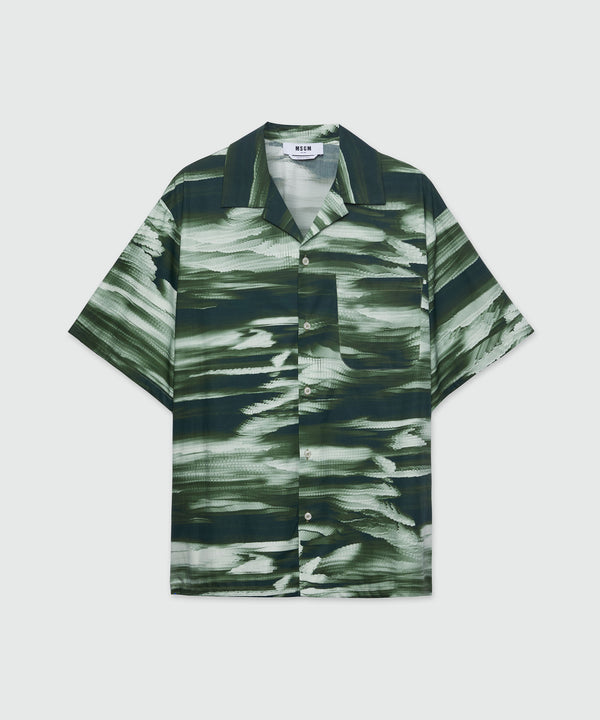 Poplin bowling shirt with collection grpahics