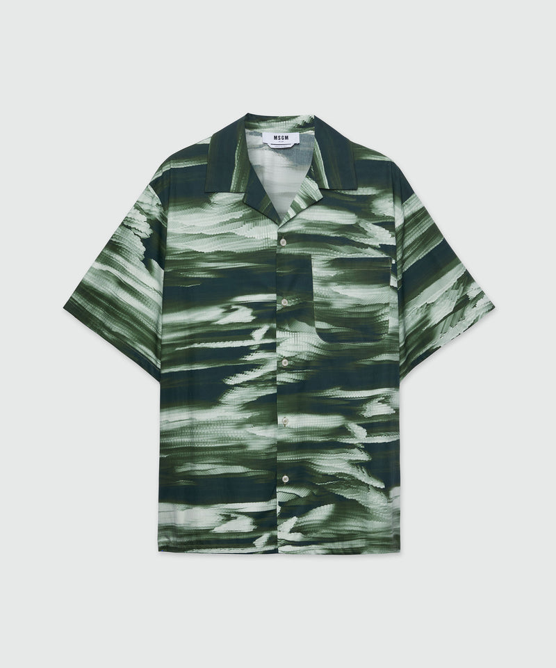 Poplin bowling shirt with collection grpahics GREEN Men 