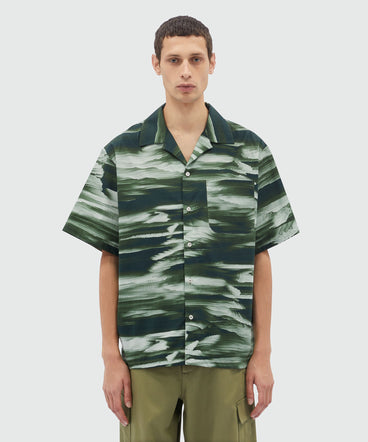 Poplin bowling shirt with collection grpahics