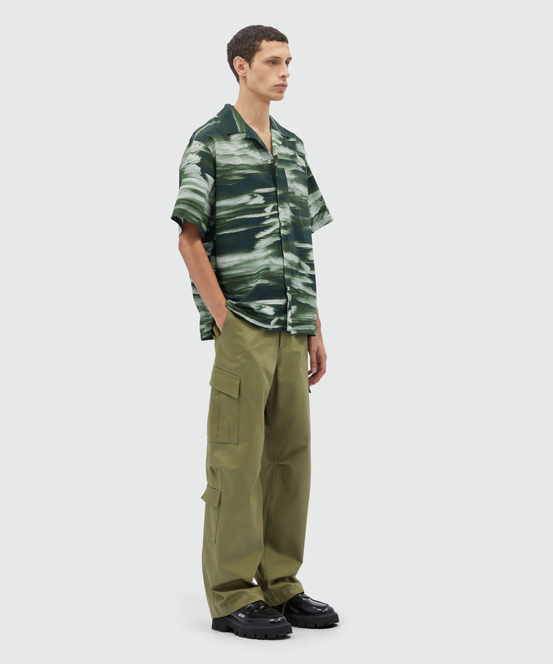 Poplin bowling shirt with collection grpahics GREEN Men 