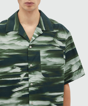 Poplin bowling shirt with collection grpahics