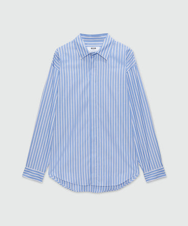 Striped light blue poplin shirt