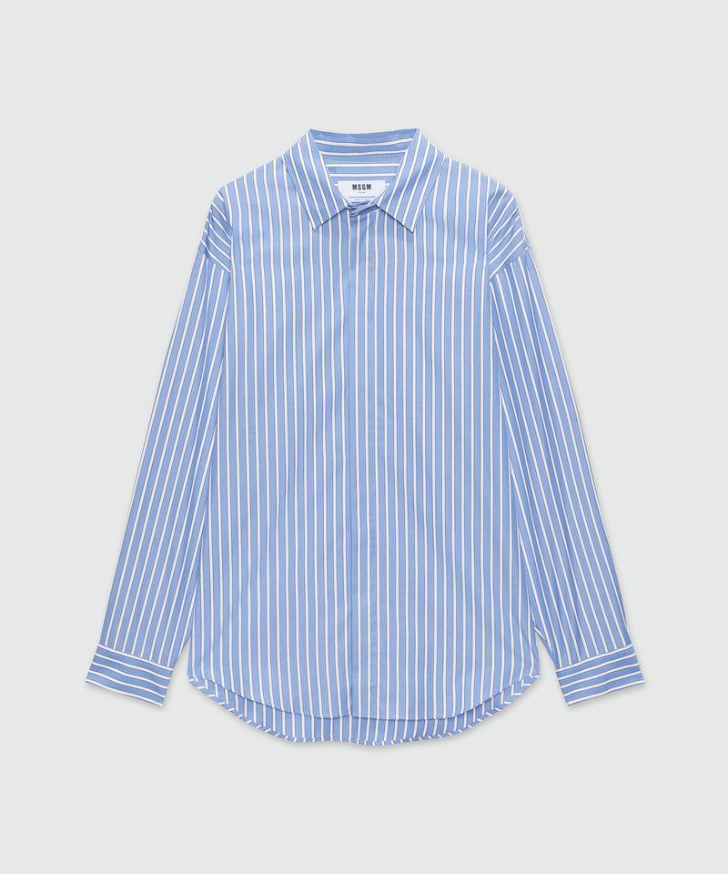 Striped light blue poplin shirt LIGHT BLUE Men 