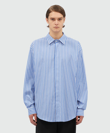 Striped light blue poplin shirt