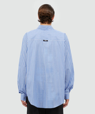 Striped light blue poplin shirt