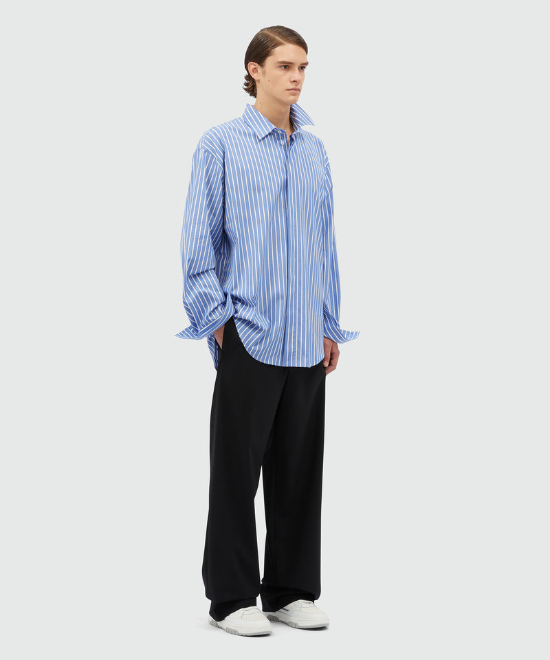 Striped light blue poplin shirt LIGHT BLUE Men 