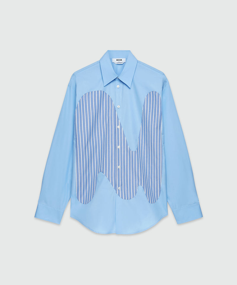 Cotton shirt with inlaid "TheMwave" monogram LIGHT BLUE Men 