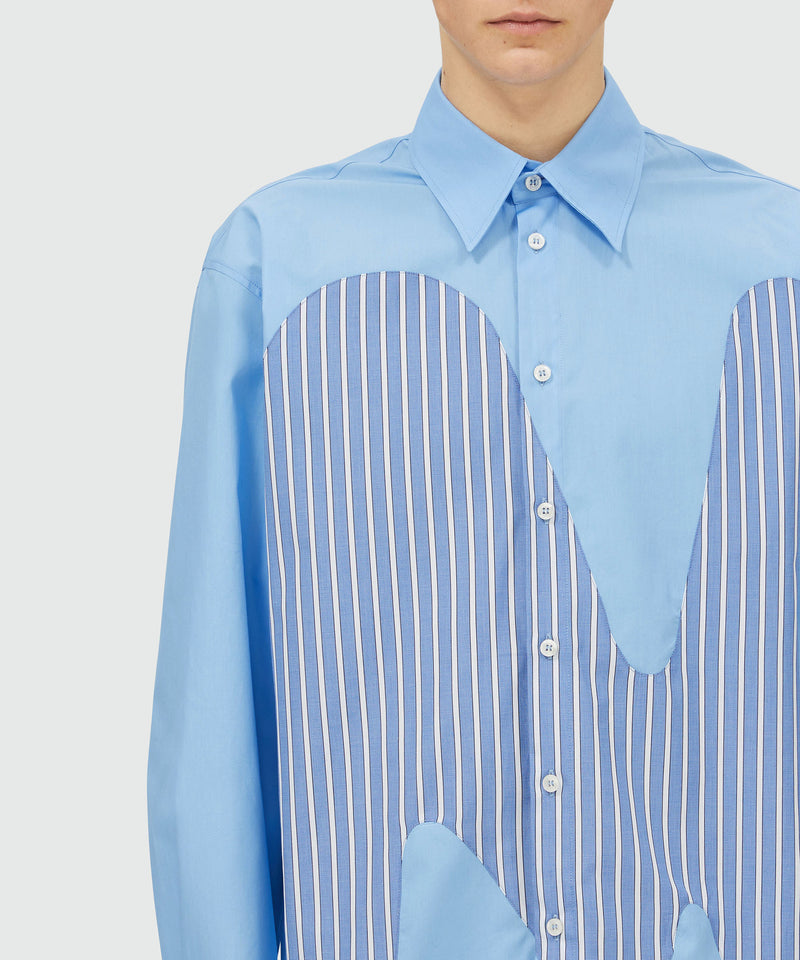 Cotton shirt with inlaid "TheMwave" monogram LIGHT BLUE Men 