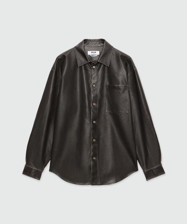 Black eco-leather shirt