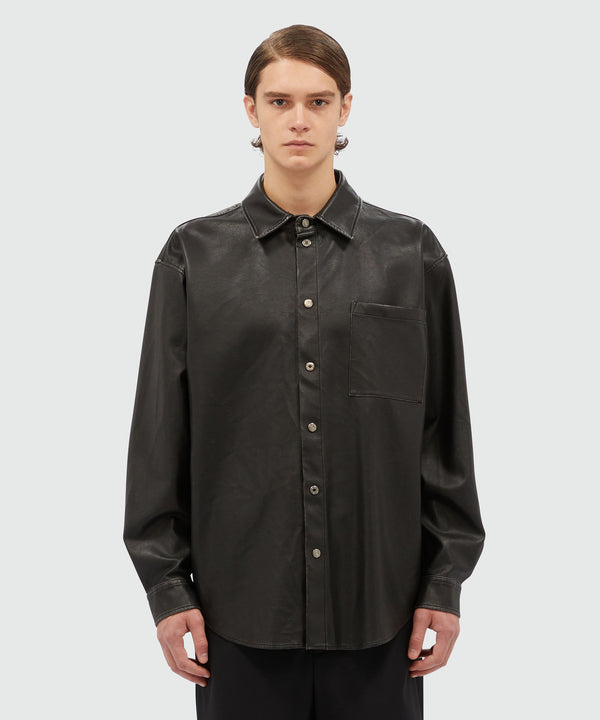 Black eco-leather shirt