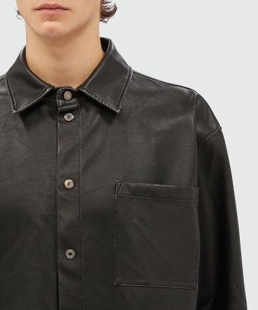 Black eco-leather shirt