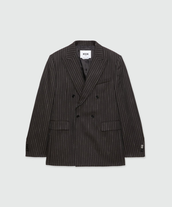 Double-breasted jacket in pinstriped wool