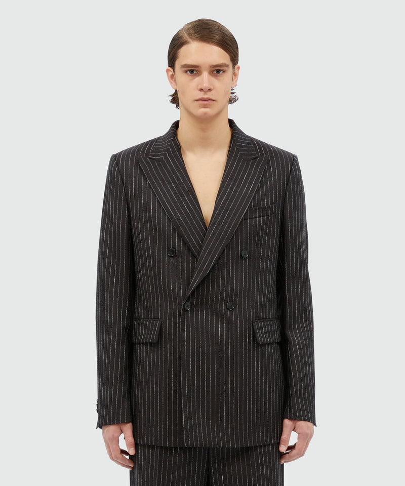 Double-breasted jacket in pinstriped wool BROWN Men 