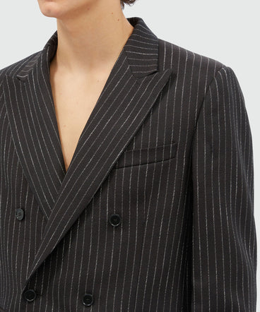 Double-breasted jacket in pinstriped wool