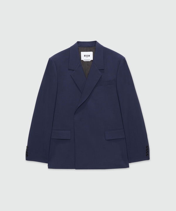 Double-breasted jacket in blue virgin wool