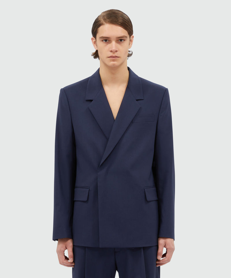 Double-breasted jacket in blue virgin wool SKY BLUE Men 