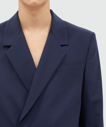 Double-breasted jacket in blue virgin wool