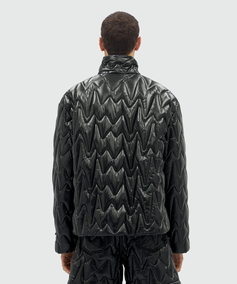 Black quilted jacket with "TheMwave" motif BLACK Men 