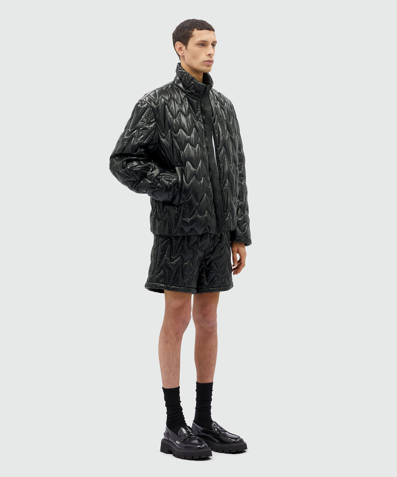 Black quilted jacket with "TheMwave" motif BLACK Men 