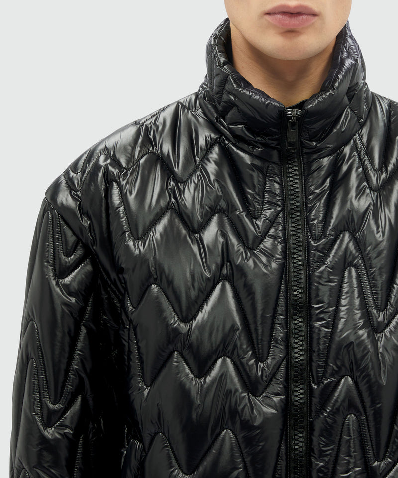 Black quilted jacket with "TheMwave" motif BLACK Men 