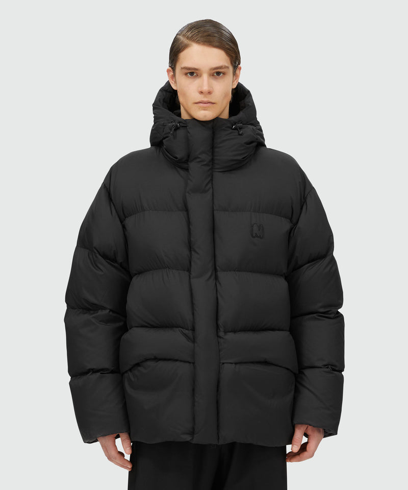 Nylon down jacket with "TheMwave" patch BLACK Men 