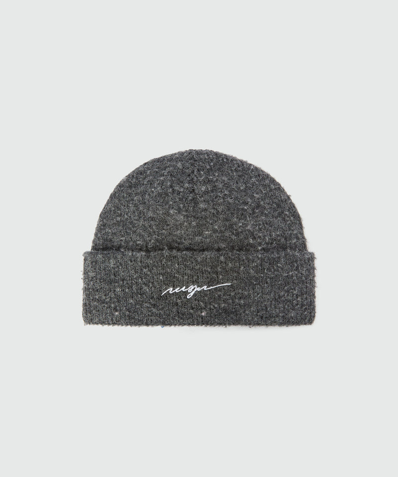 Watch cap with embroidered cursive logo DARK GREY Men 