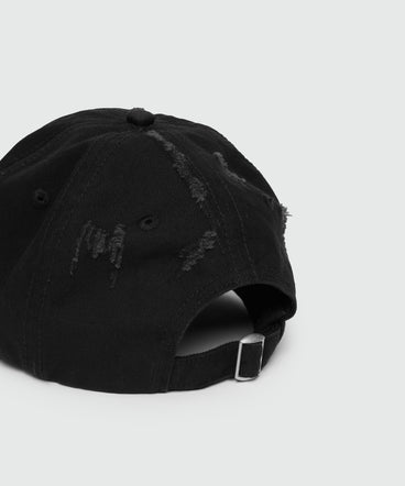 Cappello da baseball in gabardina logo pennellato