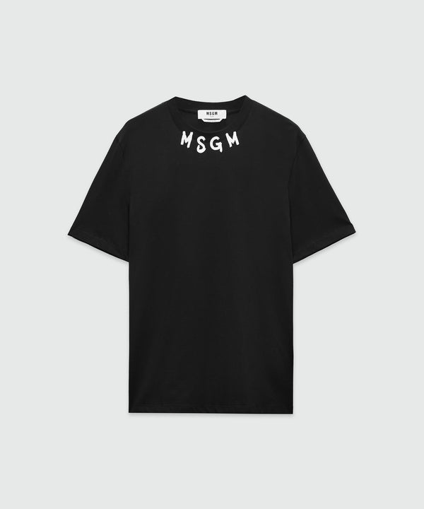 Black jersey t-shirt with brushstroke logo