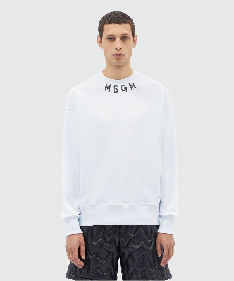 White jersey sweatshirt with brushstroke logo WHITE Men 