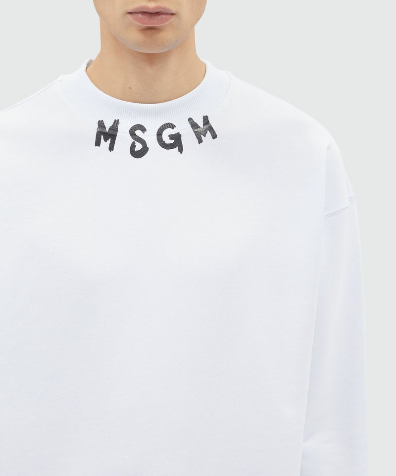 White jersey sweatshirt with brushstroke logo WHITE Men 