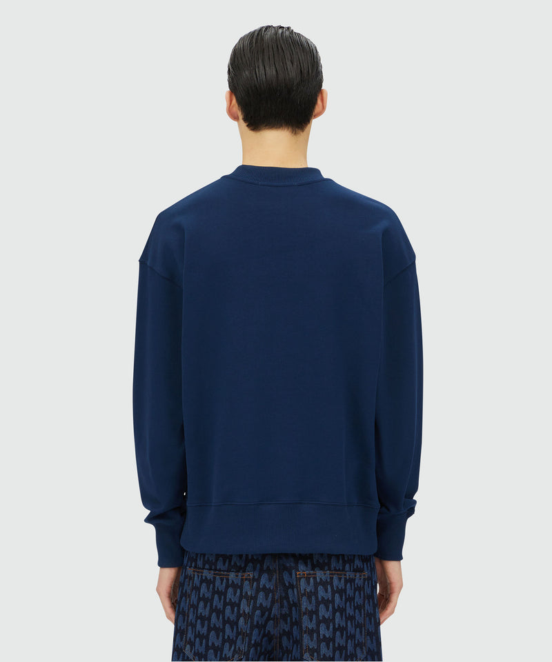 Blue jersey sweatshirt with brushstroke logo NAVY Men 