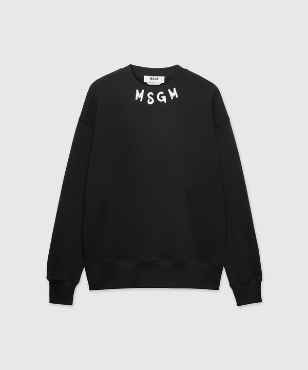 Black jersey sweatshirt with brushstroke logo